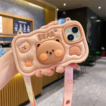 Cute Stand Pig & Bear Phone Case with Crossbody Lanyard for iPhone 11 - 16 Pro Max - AKM CASE｜iPhone Case & Accesories Worldwide