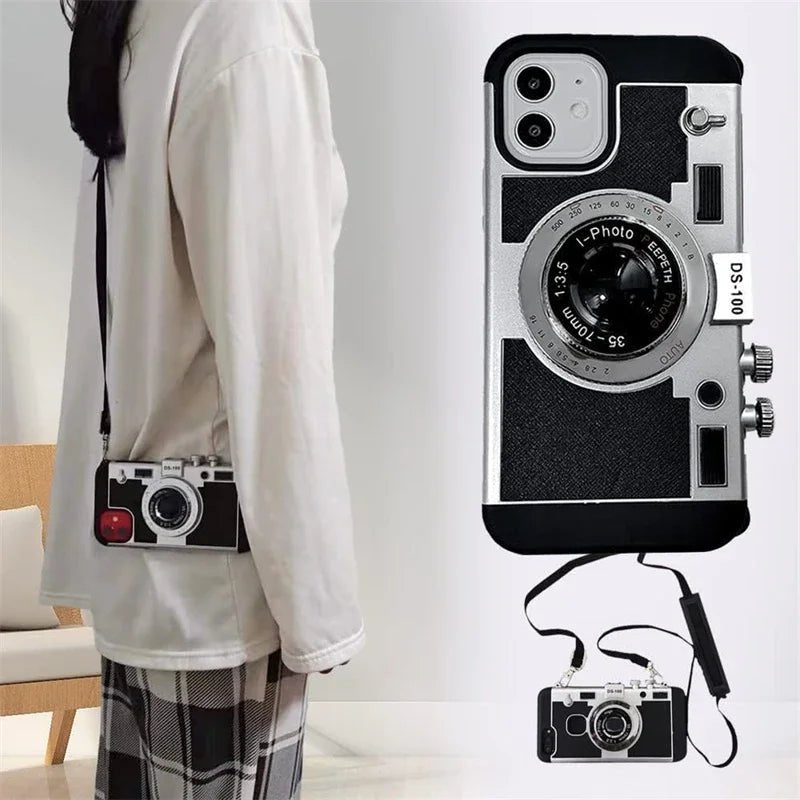 Emily in Paris Vintage Camera Design iPhone Case with Lanyard - Fits iPhone X - 16 Pro Max - AKM CASE｜iPhone Case & Accesories Worldwide