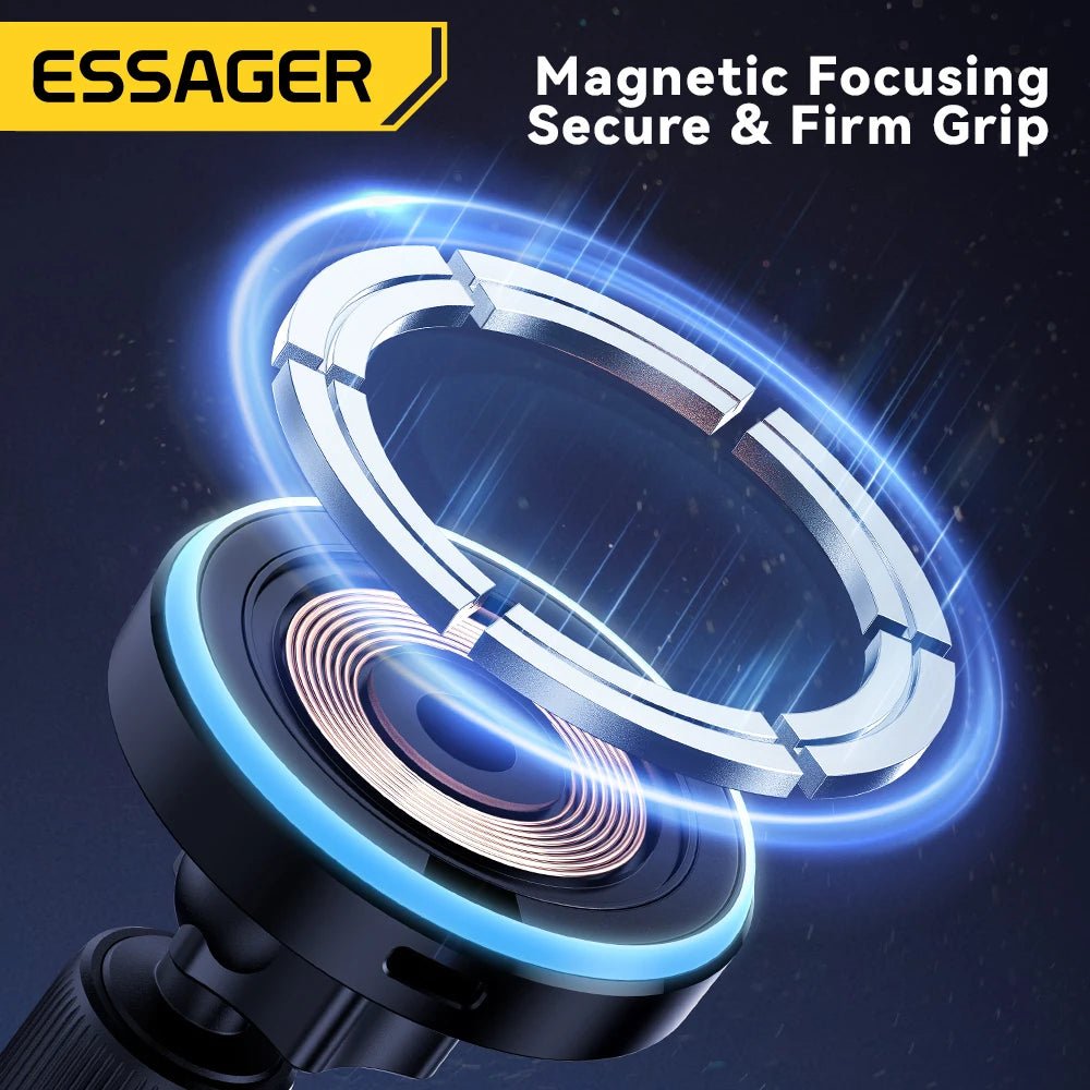 Essager Magnetic Car Phone Holder 15W Wireless Charger Stand Car Mount Charger for Magsafe LED Light - AKM CASE｜iPhone Case & Accesories Worldwide