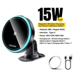 Essager Magnetic Car Phone Holder 15W Wireless Charger Stand Car Mount Charger for Magsafe LED Light - AKM CASE｜iPhone Case & Accesories Worldwide