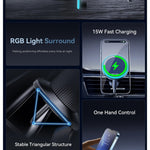Essager Magnetic Car Phone Holder 15W Wireless Charger Stand Car Mount Charger for Magsafe LED Light - AKM CASE｜iPhone Case & Accesories Worldwide