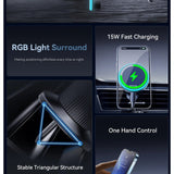 Essager Magnetic Car Phone Holder 15W Wireless Charger Stand Car Mount Charger for Magsafe LED Light - AKM CASE｜iPhone Case & Accesories Worldwide