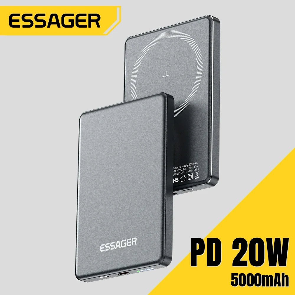 Essager Thin Wireless Power Bank Magnetic 20W 5000mAh Portable Fast Charging External Battery for Magsafe For iPhone - AKM CASE｜iPhone Case & Accesories Worldwide