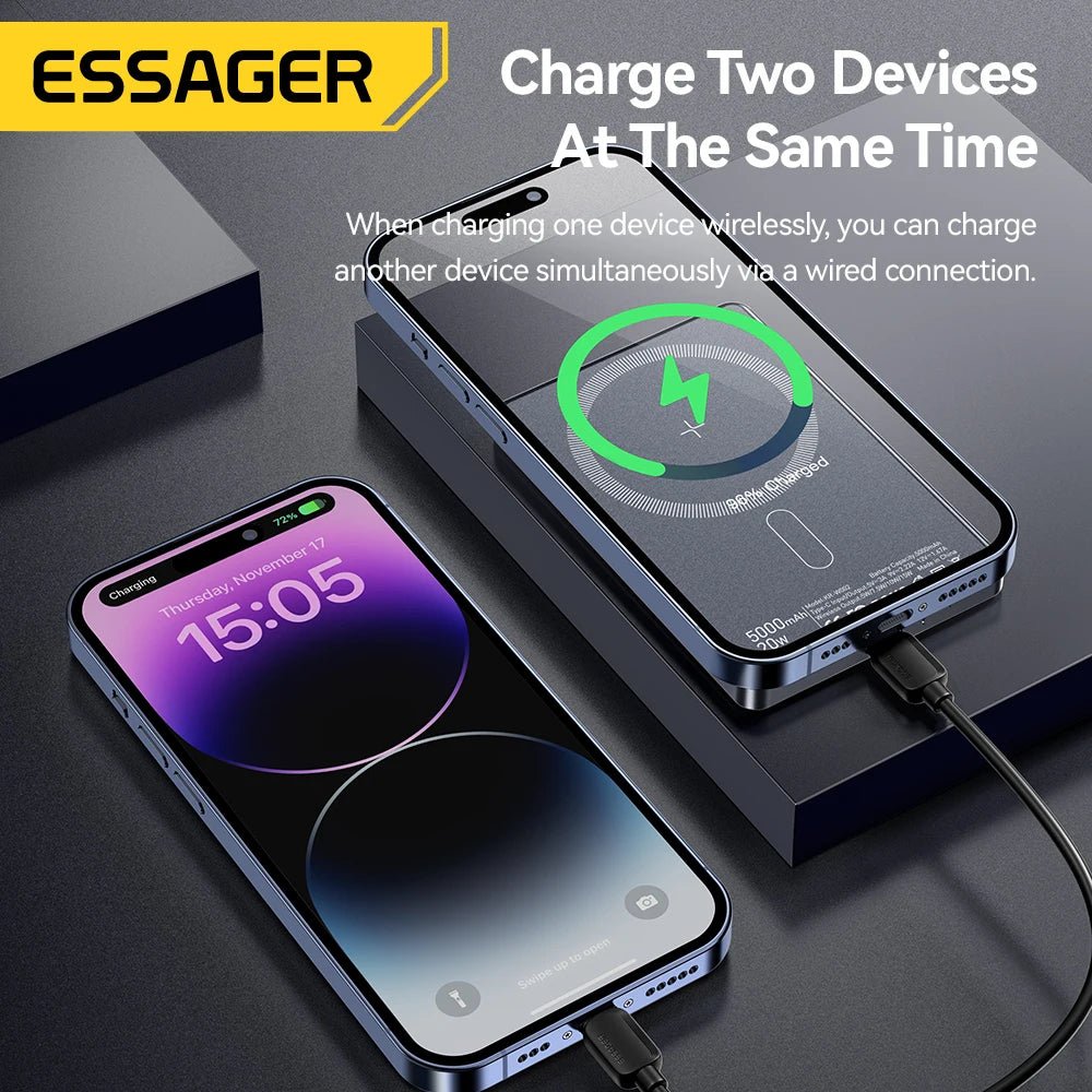 Essager Thin Wireless Power Bank Magnetic 20W 5000mAh Portable Fast Charging External Battery for Magsafe For iPhone - AKM CASE｜iPhone Case & Accesories Worldwide