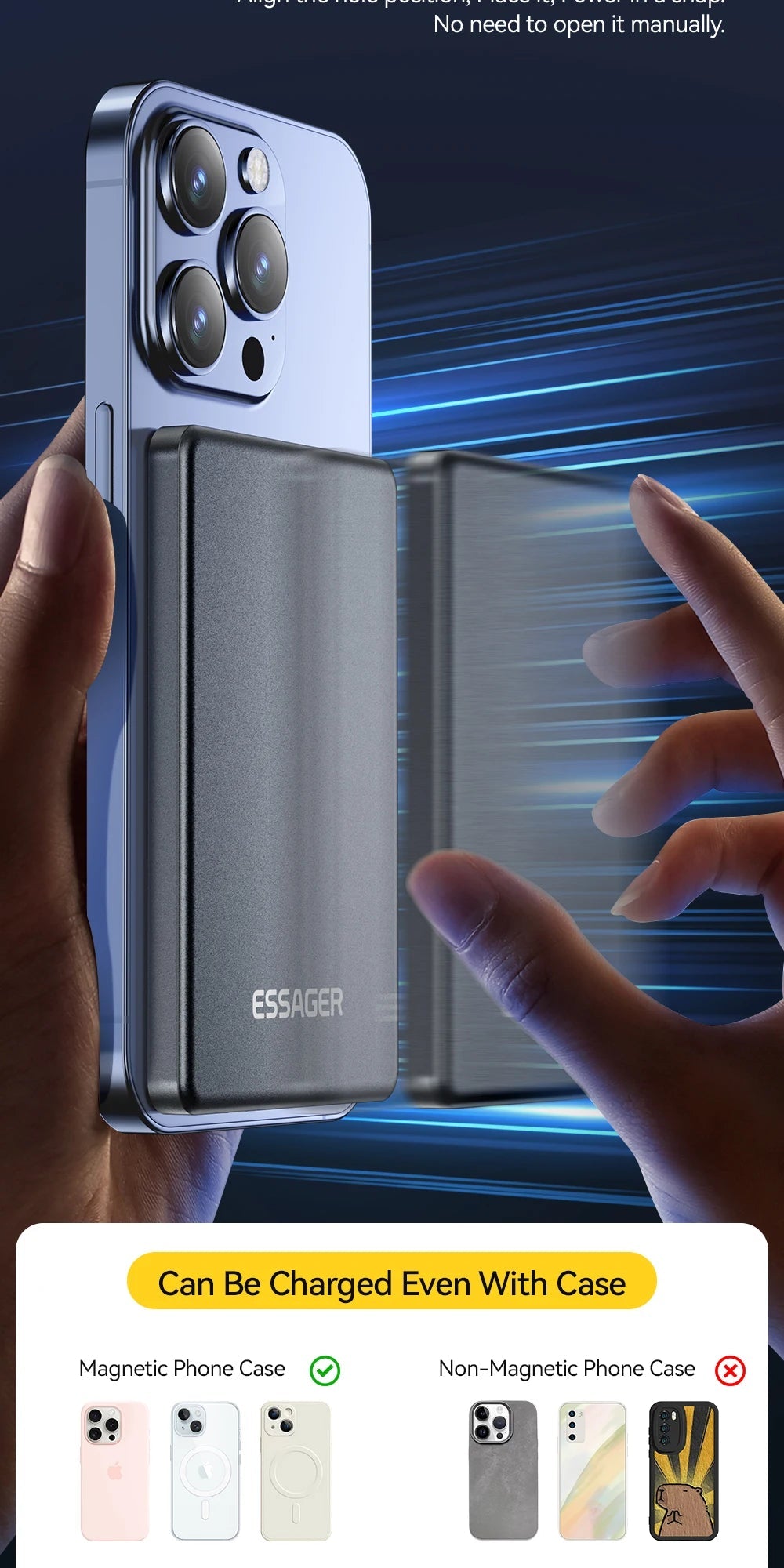 Essager Thin Wireless Power Bank Magnetic 20W 5000mAh Portable Fast Charging External Battery for Magsafe For iPhone - AKM CASE｜iPhone Case & Accesories Worldwide