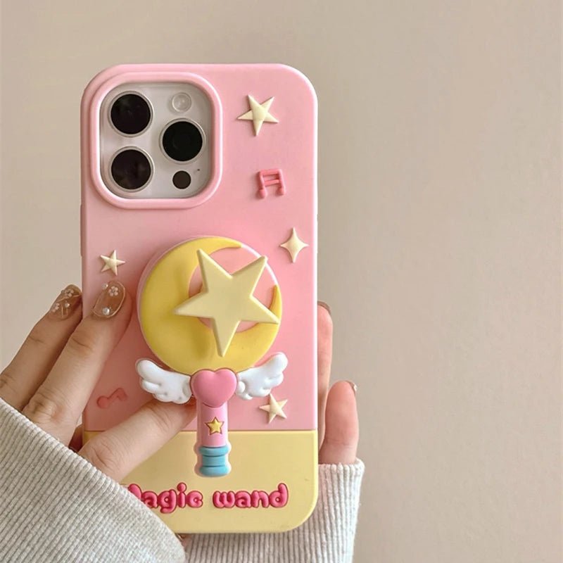 Fashion Moon Star Magic Wand iPhone Case - KASONPAI Silicone Stand Cover - AKM CASE｜iPhone Case & Accesories Worldwide