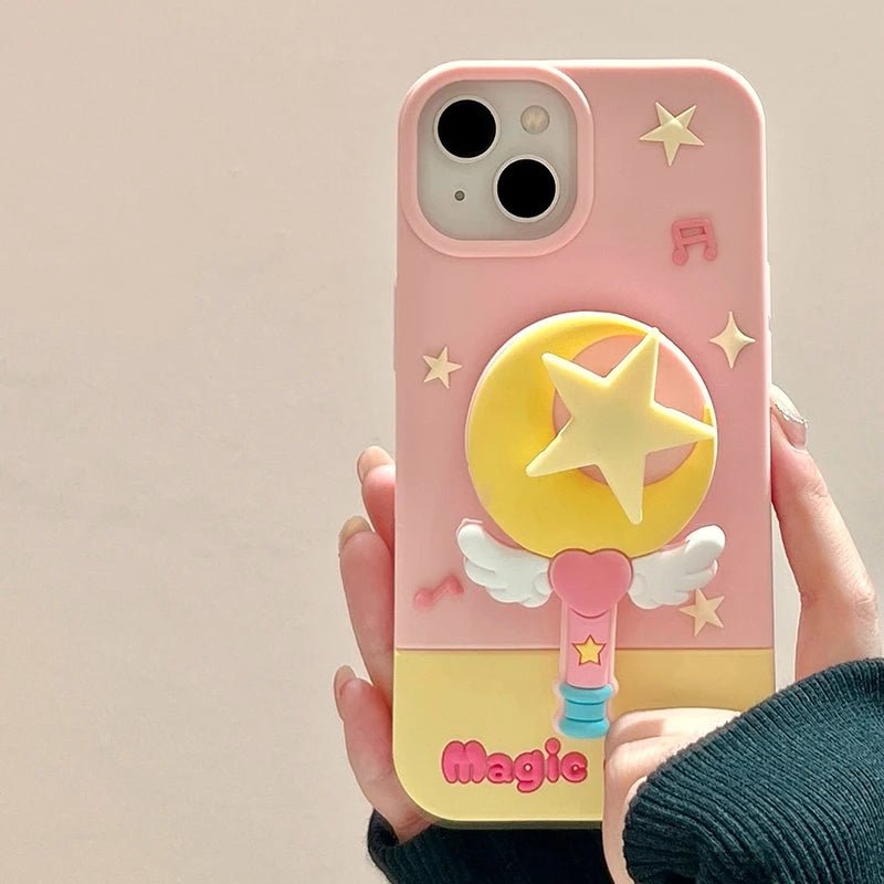 Fashion Moon Star Magic Wand iPhone Case - KASONPAI Silicone Stand Cover - AKM CASE｜iPhone Case & Accesories Worldwide