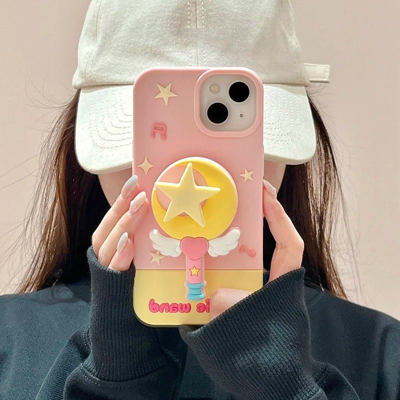 Fashion Moon Star Magic Wand iPhone Case - KASONPAI Silicone Stand Cover - AKM CASE｜iPhone Case & Accesories Worldwide