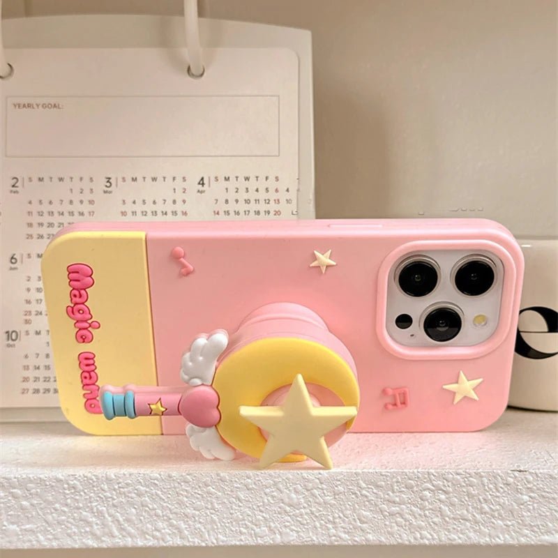 Fashion Moon Star Magic Wand iPhone Case - KASONPAI Silicone Stand Cover - AKM CASE｜iPhone Case & Accesories Worldwide