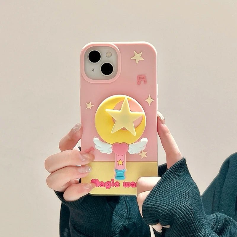 Fashion Moon Star Magic Wand iPhone Case - KASONPAI Silicone Stand Cover - AKM CASE｜iPhone Case & Accesories Worldwide