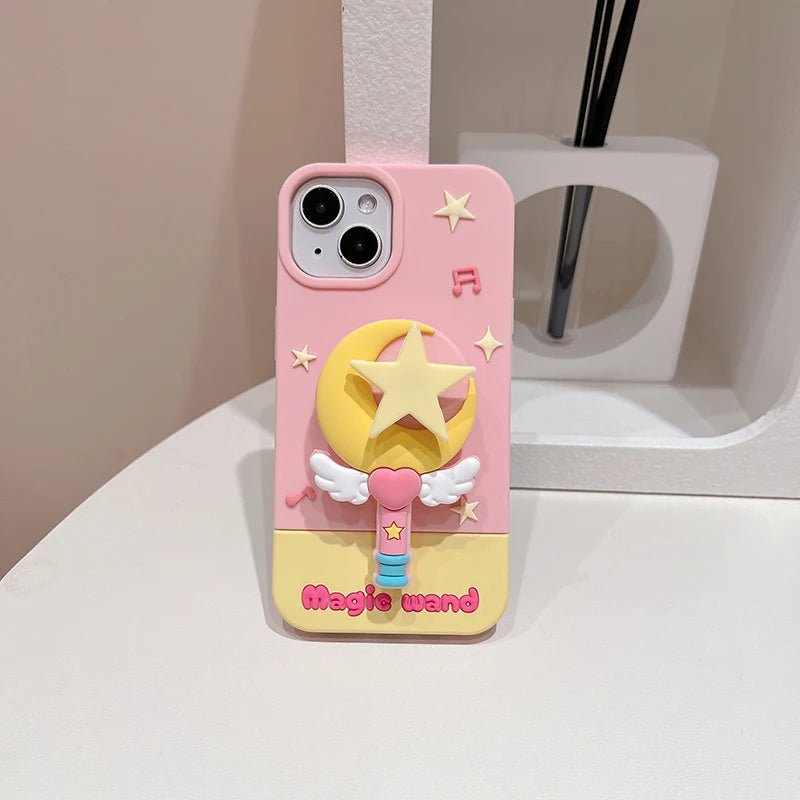 Fashion Moon Star Magic Wand iPhone Case - KASONPAI Silicone Stand Cover - AKM CASE｜iPhone Case & Accesories Worldwide