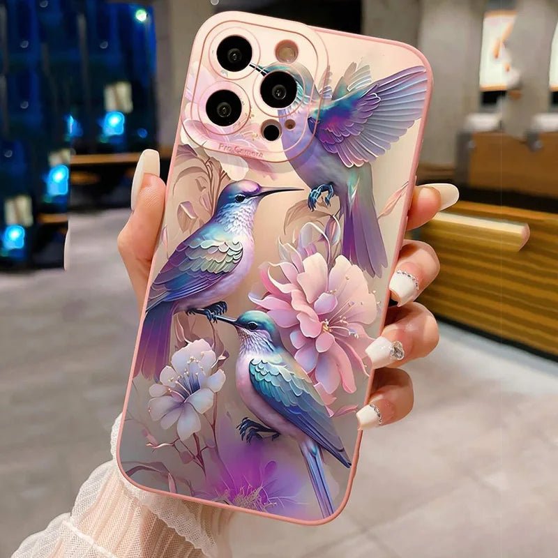 Flower Floral Bird Matte Phone Case Soft Shockproof Cover - AKM CASE｜iPhone Case & Accesories Worldwide