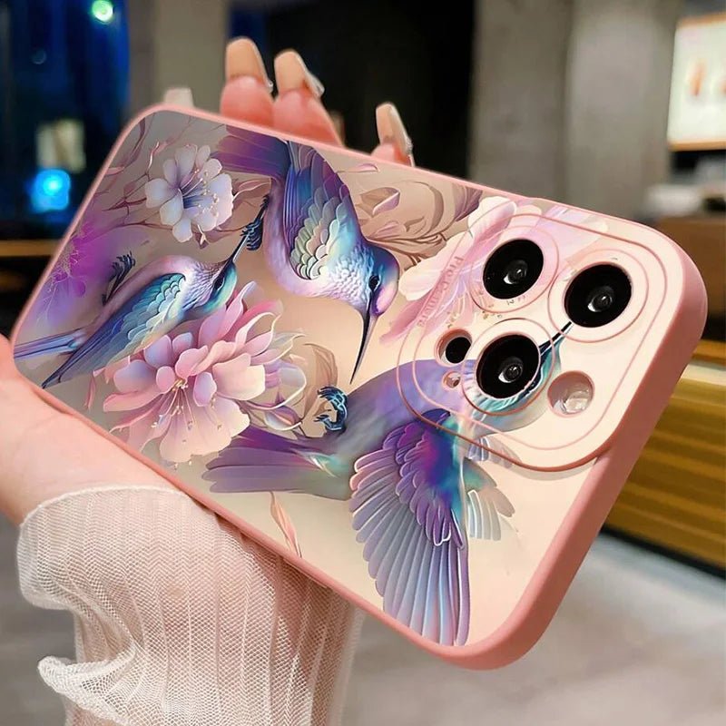Flower Floral Bird Matte Phone Case Soft Shockproof Cover - AKM CASE｜iPhone Case & Accesories Worldwide