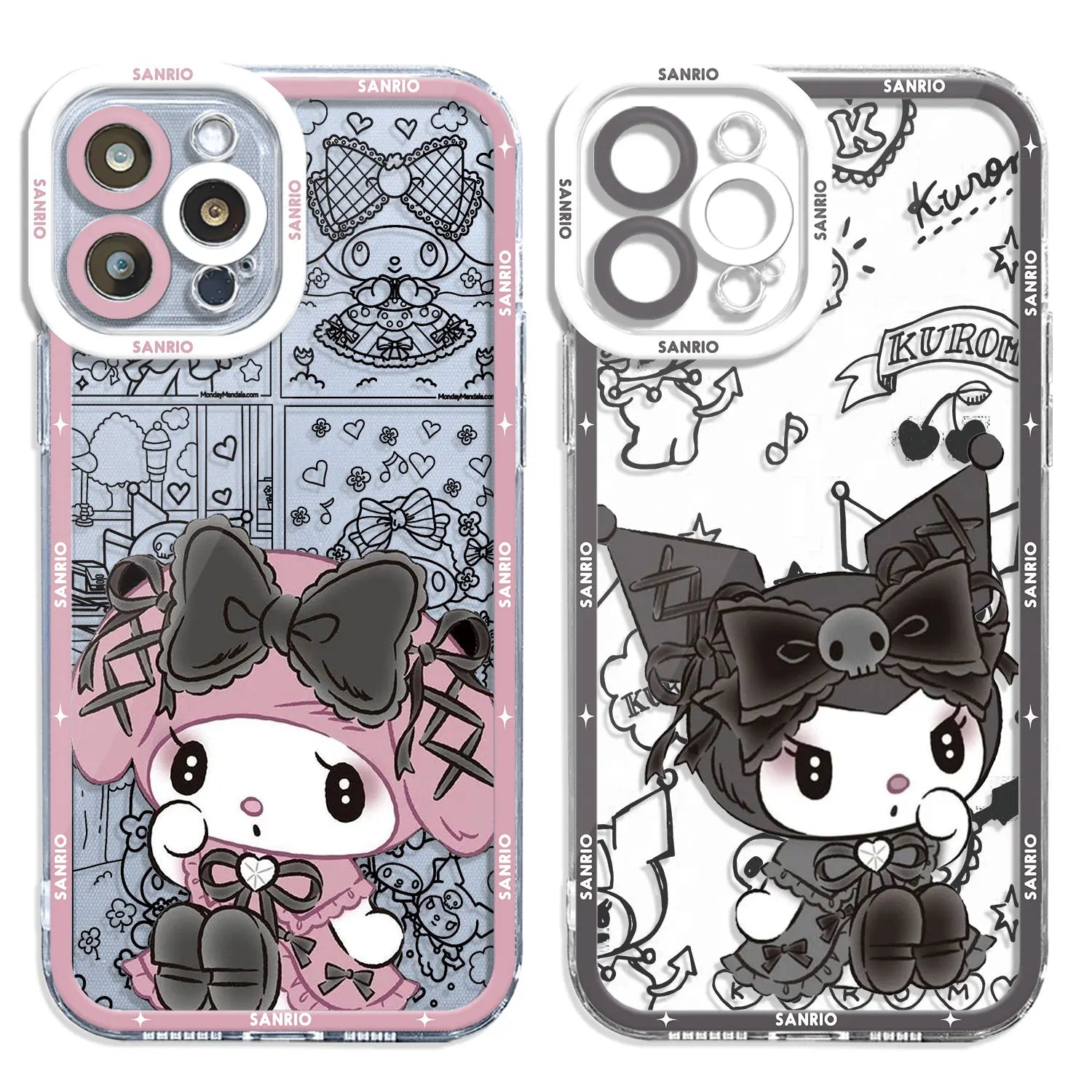 Hello Kitty Kuromi Melody Case for iPhone 15 14 Pro Max 13 12 11 XR XS X 8 7 6 6S Plus SE 2020 Clear Soft Fundas - AKM CASE｜iPhone Case & Accesories Worldwide
