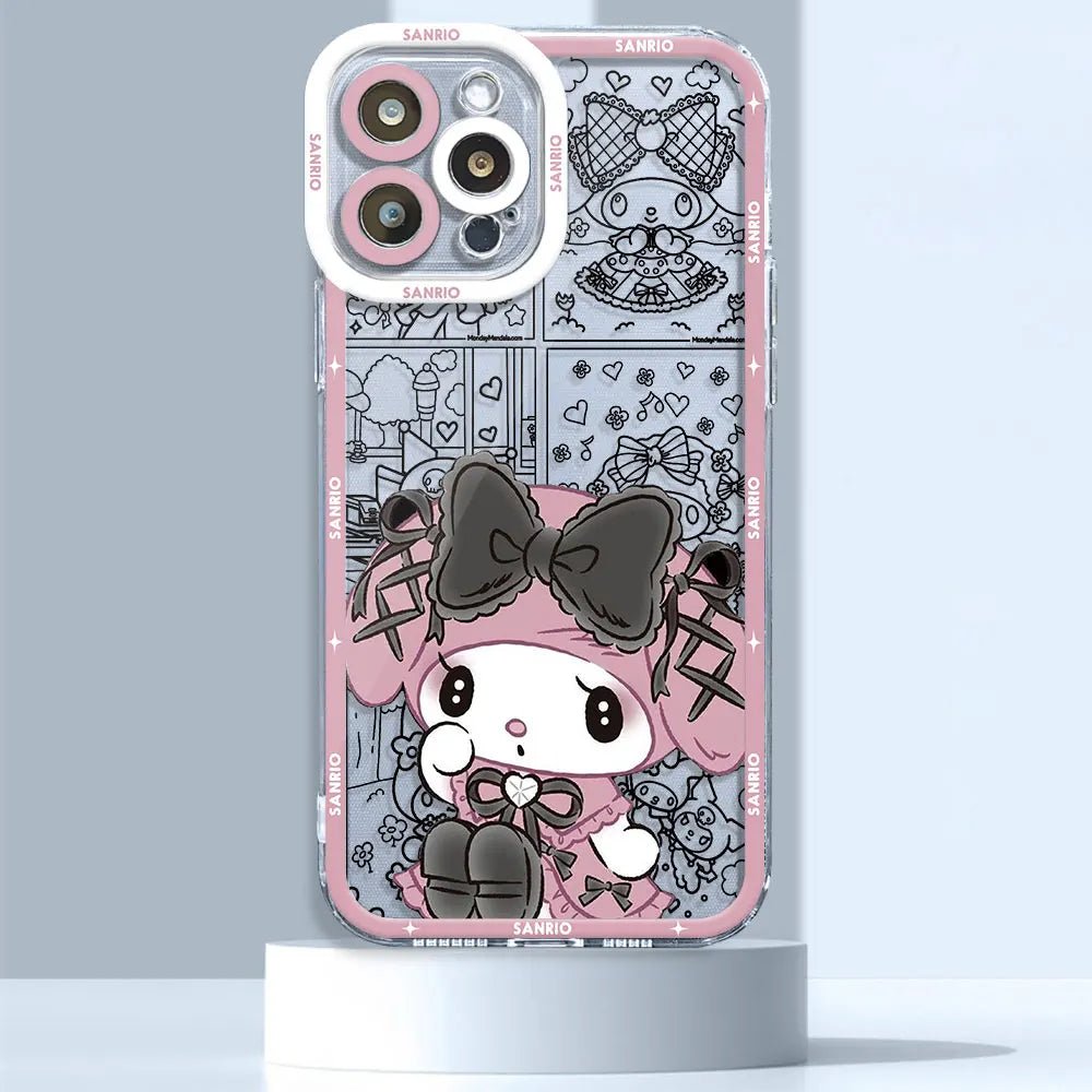 Hello Kitty Kuromi Melody Case for iPhone 15 14 Pro Max 13 12 11 XR XS X 8 7 6 6S Plus SE 2020 Clear Soft Fundas - AKM CASE｜iPhone Case & Accesories Worldwide