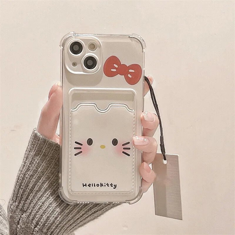 Hello Kitty Phone Case for iPhone 16/15/14/13/12 - Clear Wallet Cover - AKM CASE｜iPhone Case & Accesories Worldwide