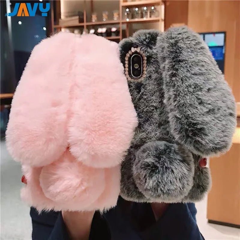 JAVY Plush Rabbit Cute Warm Phone Case Fur Cover Furry Fluffy - AKM CASE｜iPhone Case & Accesories Worldwide