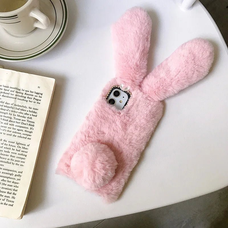 JAVY Plush Rabbit Cute Warm Phone Case Fur Cover Furry Fluffy - AKM CASE｜iPhone Case & Accesories Worldwide