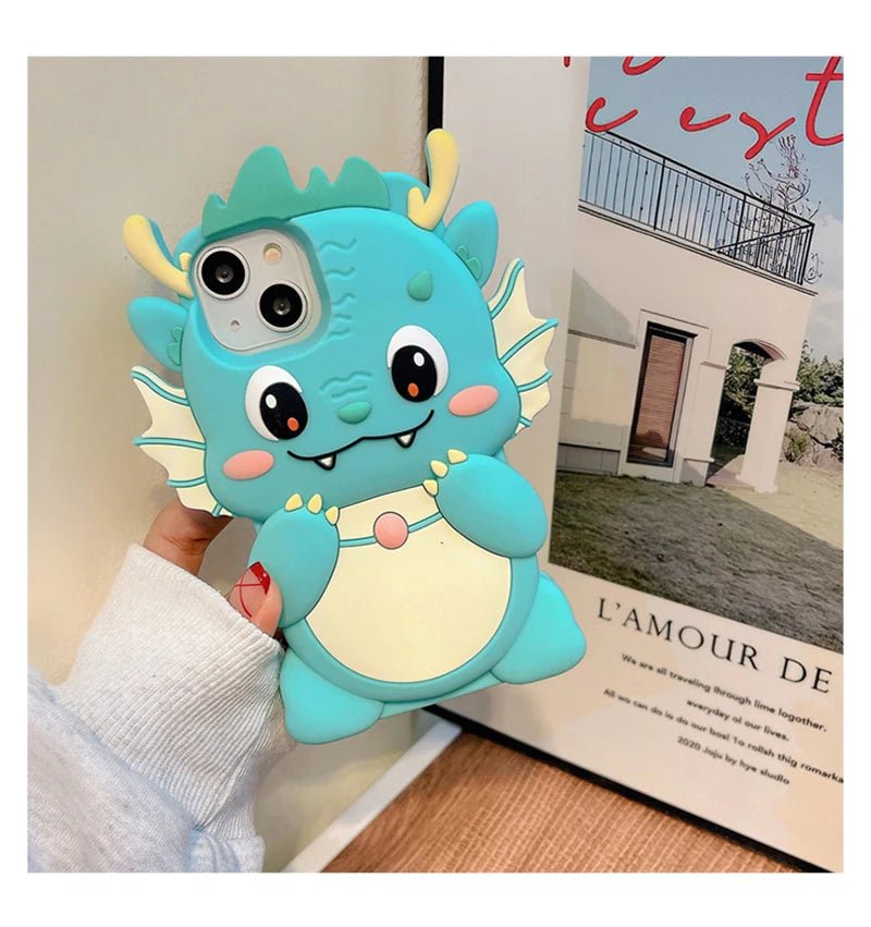 Kawaii 3D Cartoon Big Dinosaur Soft Silicone Phone Case - AKM CASE｜iPhone Case & Accesories Worldwide