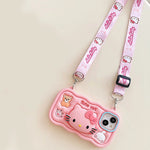 Kawaii 3D Hello Kitty & Kuromi Soft Silicone iPhone Case with Stand Holder & Lanyard - AKM CASE｜iPhone Case & Accesories Worldwide