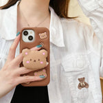 Kawaii Bear Cover With Stand Holder Soft Silicone Case - AKM CASE｜iPhone Case & Accesories Worldwide