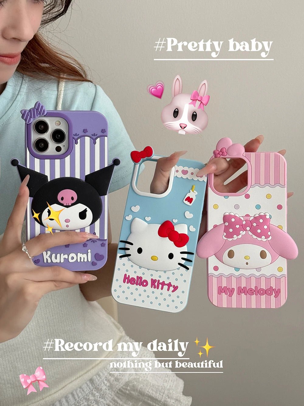 Kawaii Cartoon Hello Kitty, Kuromi, My Melody Soft Silicone Case - AKM CASE｜iPhone Case & Accesories Worldwide