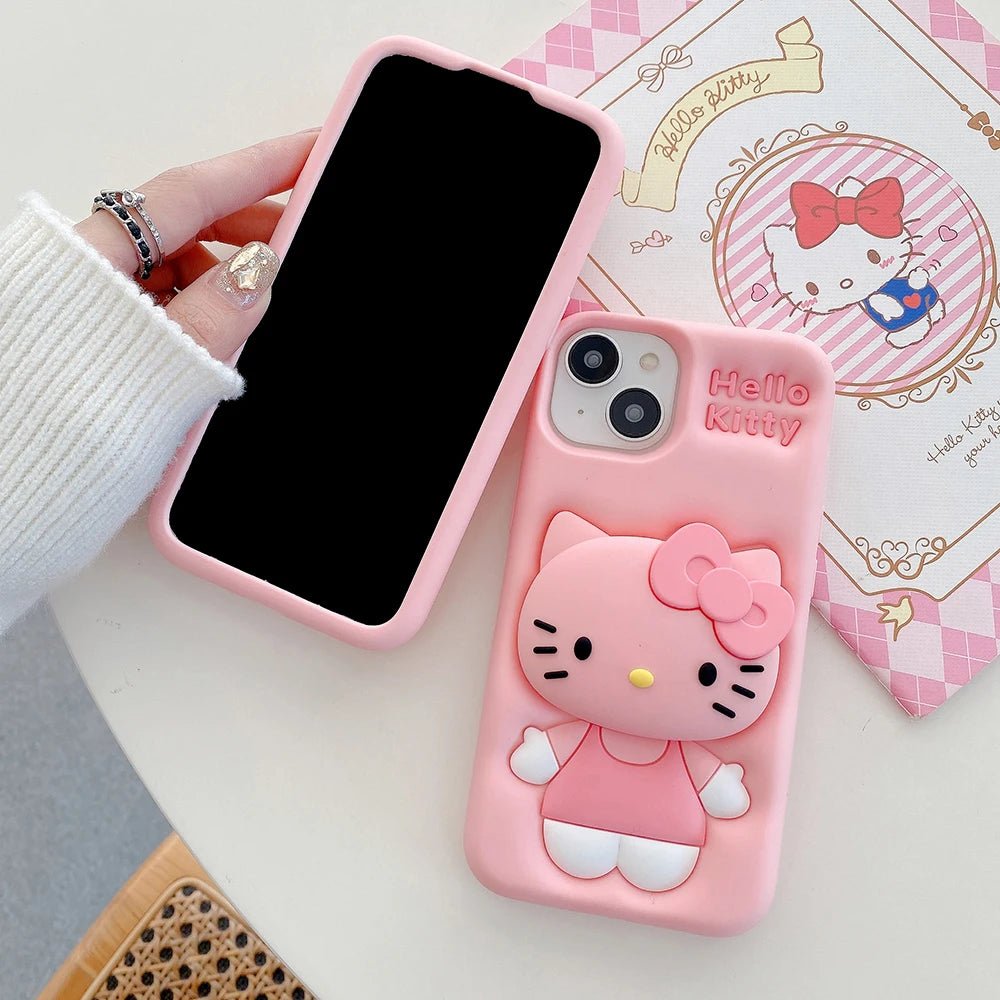 Kawaii Cartoon Hello Kitty Soft Silicone Cover With Holder - AKM CASE｜iPhone Case & Accesories Worldwide