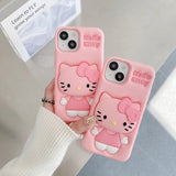 Kawaii Cartoon Hello Kitty Soft Silicone Cover With Holder - AKM CASE｜iPhone Case & Accesories Worldwide