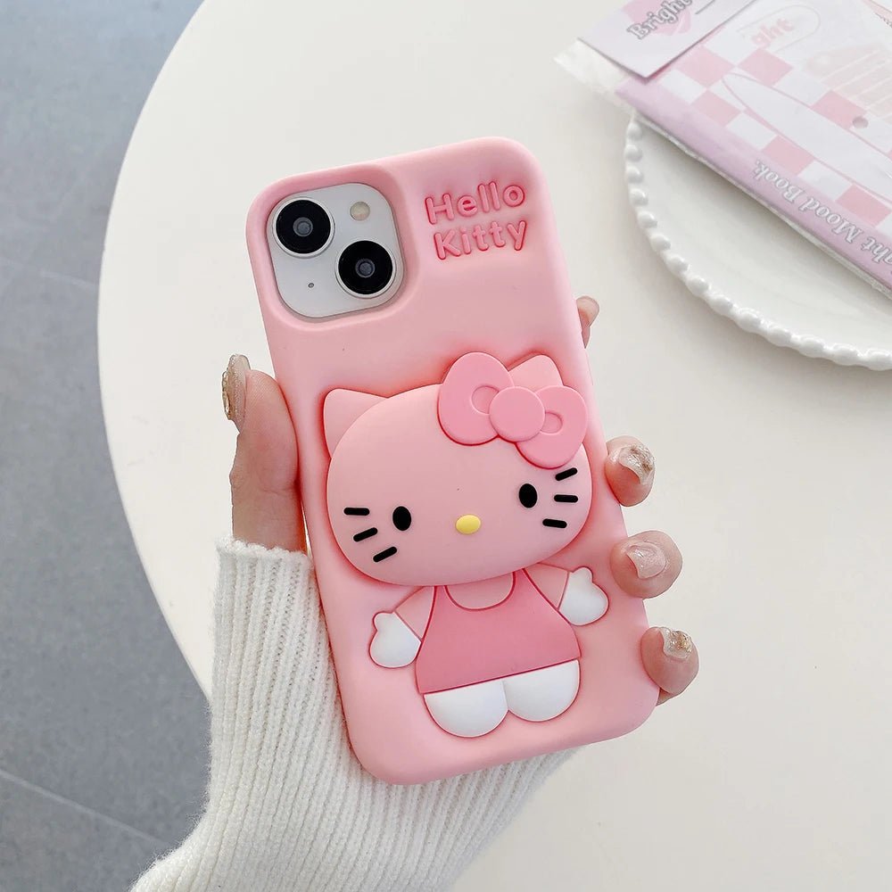 Kawaii Cartoon Hello Kitty Soft Silicone Cover With Holder - AKM CASE｜iPhone Case & Accesories Worldwide