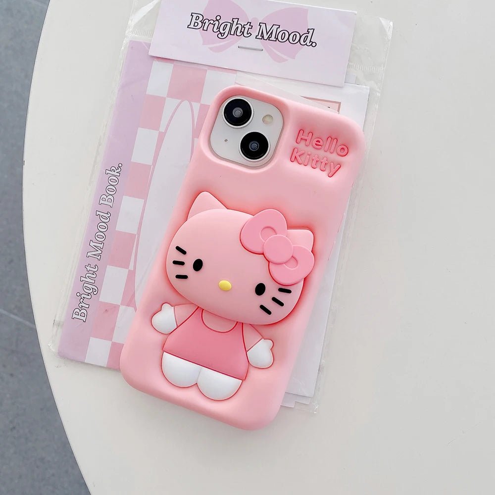 Kawaii Cartoon Hello Kitty Soft Silicone Cover With Holder - AKM CASE｜iPhone Case & Accesories Worldwide