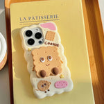 Kawaii Cartoon Penguin Coffee Biscuits Cover With Stand Holder Soft Silicone Case - AKM CASE｜iPhone Case & Accesories Worldwide