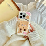 Kawaii Cartoon Penguin Coffee Biscuits Cover With Stand Holder Soft Silicone Case - AKM CASE｜iPhone Case & Accesories Worldwide