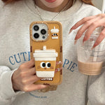 Kawaii Cartoon Penguin Coffee Biscuits Cover With Stand Holder Soft Silicone Case - AKM CASE｜iPhone Case & Accesories Worldwide