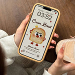 Kawaii Cartoon Penguin Coffee Biscuits Cover With Stand Holder Soft Silicone Case - AKM CASE｜iPhone Case & Accesories Worldwide