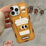 Kawaii Cartoon Penguin Coffee Biscuits Cover With Stand Holder Soft Silicone Case - AKM CASE｜iPhone Case & Accesories Worldwide