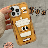 Kawaii Cartoon Penguin Coffee Biscuits Cover With Stand Holder Soft Silicone Case - AKM CASE｜iPhone Case & Accesories Worldwide