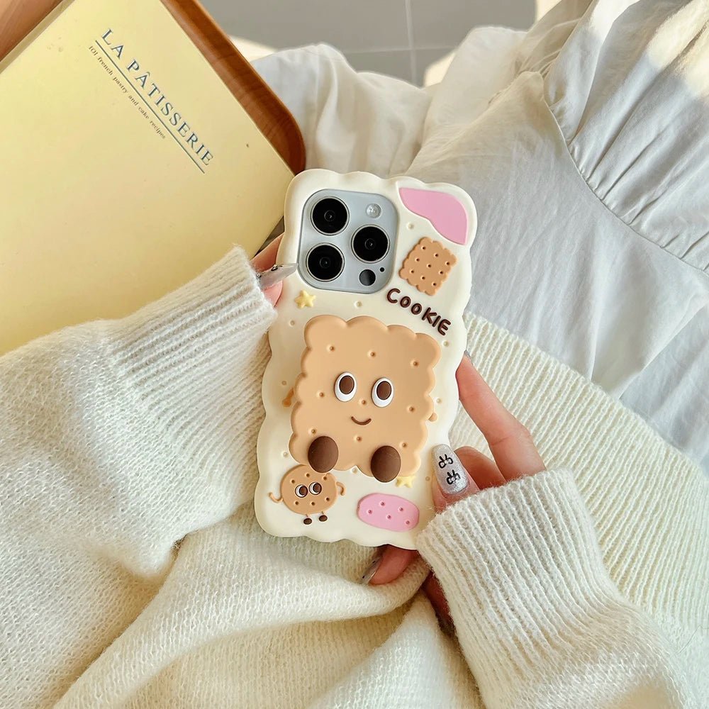 Kawaii Cartoon Penguin Coffee Biscuits Cover With Stand Holder Soft Silicone Case - AKM CASE｜iPhone Case & Accesories Worldwide