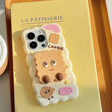Kawaii Cartoon Penguin Coffee Biscuits Cover With Stand Holder Soft Silicone Case - AKM CASE｜iPhone Case & Accesories Worldwide