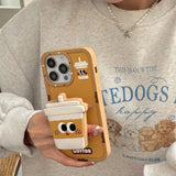 Kawaii Cartoon Penguin Coffee Biscuits Cover With Stand Holder Soft Silicone Case - AKM CASE｜iPhone Case & Accesories Worldwide