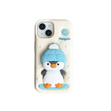 Kawaii Cartoon Penguin Coffee Biscuits Cover With Stand Holder Soft Silicone Case - AKM CASE｜iPhone Case & Accesories Worldwide