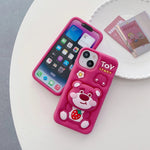 Kawaii Cartoon Strawberry Bear Soft Silicone Cover With Holder - AKM CASE｜iPhone Case & Accesories Worldwide