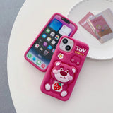 Kawaii Cartoon Strawberry Bear Soft Silicone Cover With Holder - AKM CASE｜iPhone Case & Accesories Worldwide