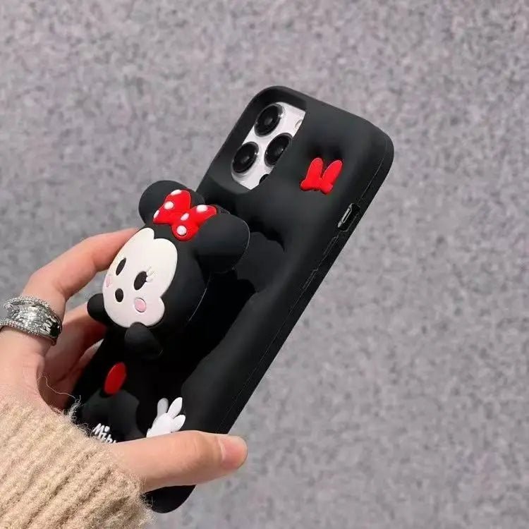 Kawaii Mickey & Minnie Mouse Soft Silicone Case with Holder - AKM CASE｜iPhone Case & Accesories Worldwide