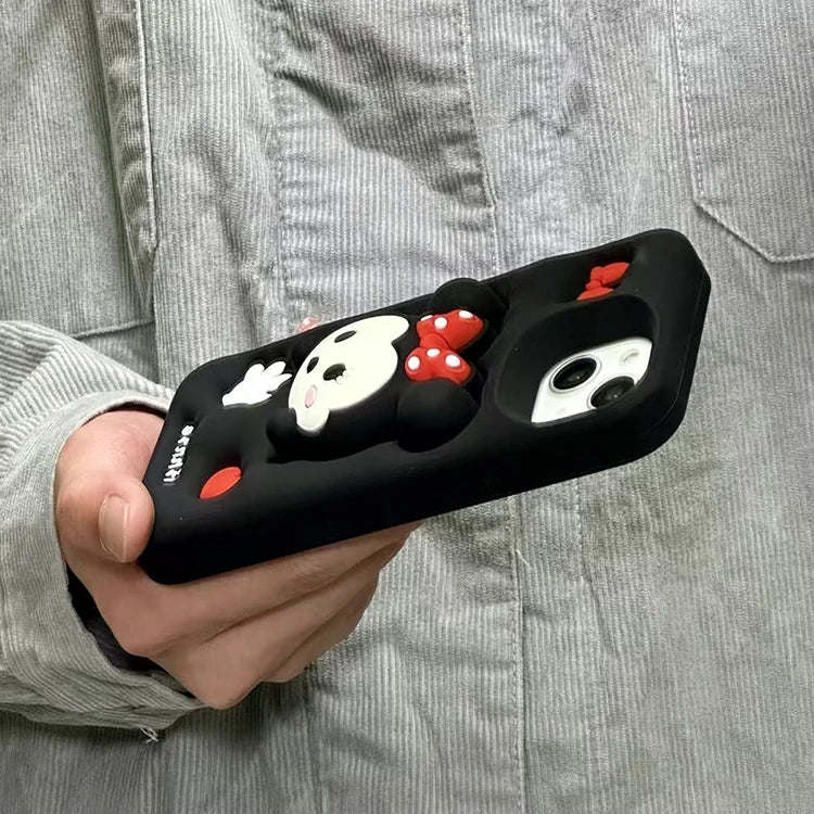 Kawaii Mickey & Minnie Mouse Soft Silicone Case with Holder - AKM CASE｜iPhone Case & Accesories Worldwide