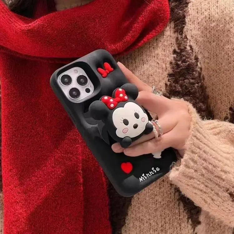 Kawaii Mickey & Minnie Mouse Soft Silicone Case with Holder - AKM CASE｜iPhone Case & Accesories Worldwide