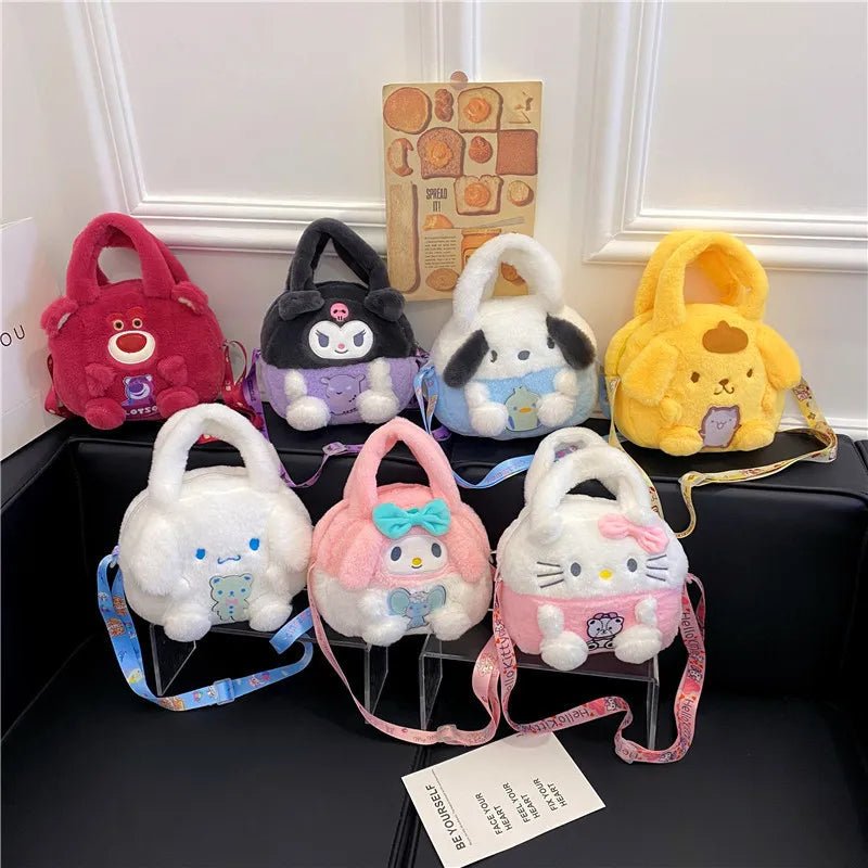 Kawaii Sanrio Plush Bag Kuromi Backpack Anime Melody Cinnamoroll Plushie Handbags Pochacco Cartoon Stuffed Bag for Girls Gifts - AKM CASE｜iPhone Case & Accesories Worldwide