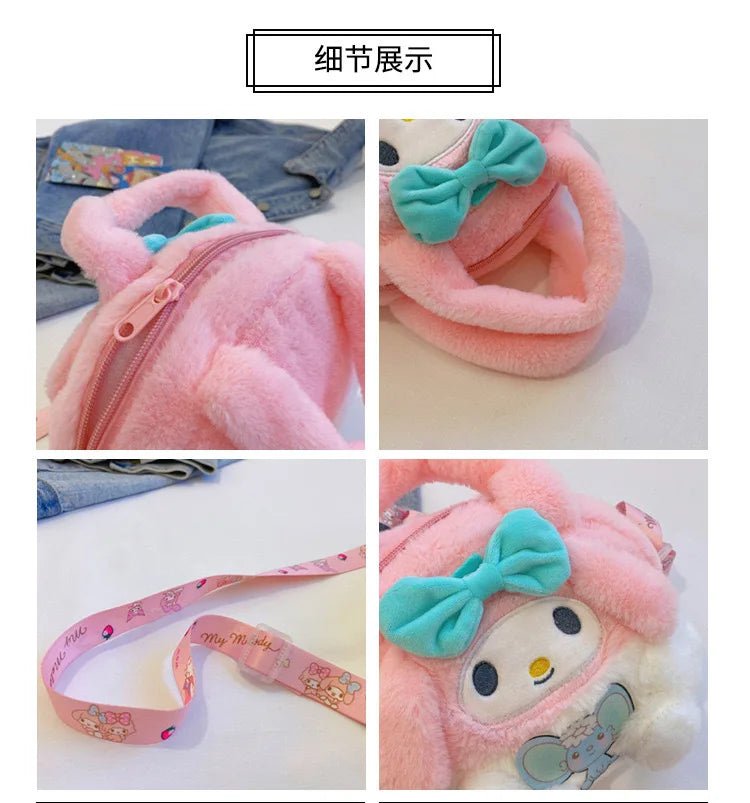Kawaii Sanrio Plush Bag Kuromi Backpack Anime Melody Cinnamoroll Plushie Handbags Pochacco Cartoon Stuffed Bag for Girls Gifts - AKM CASE｜iPhone Case & Accesories Worldwide