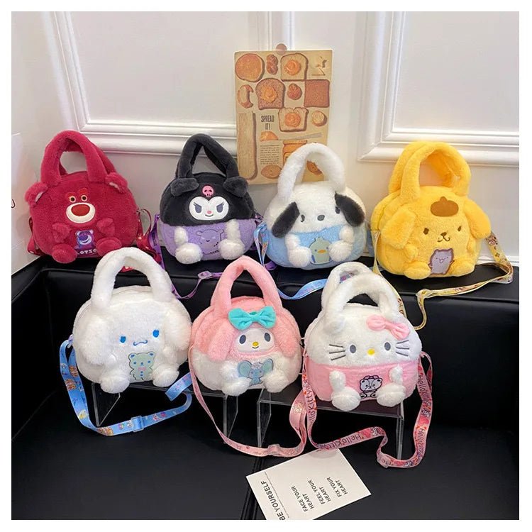 Kawaii Sanrio Plush Bag Kuromi Backpack Anime Melody Cinnamoroll Plushie Handbags Pochacco Cartoon Stuffed Bag for Girls Gifts - AKM CASE｜iPhone Case & Accesories Worldwide