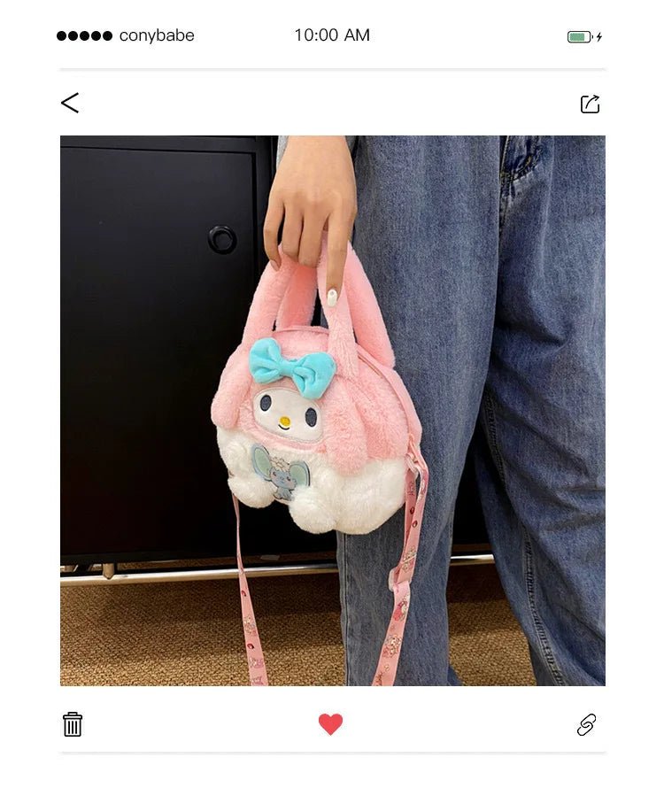 Kawaii Sanrio Plush Bag Kuromi Backpack Anime Melody Cinnamoroll Plushie Handbags Pochacco Cartoon Stuffed Bag for Girls Gifts - AKM CASE｜iPhone Case & Accesories Worldwide