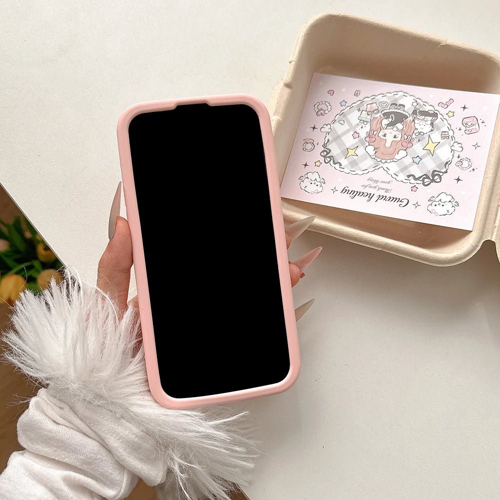 Kawaii Summer Fruit Floral Peach Bracket Soft Silicone Case with Stand Holder - AKM CASE｜iPhone Case & Accesories Worldwide